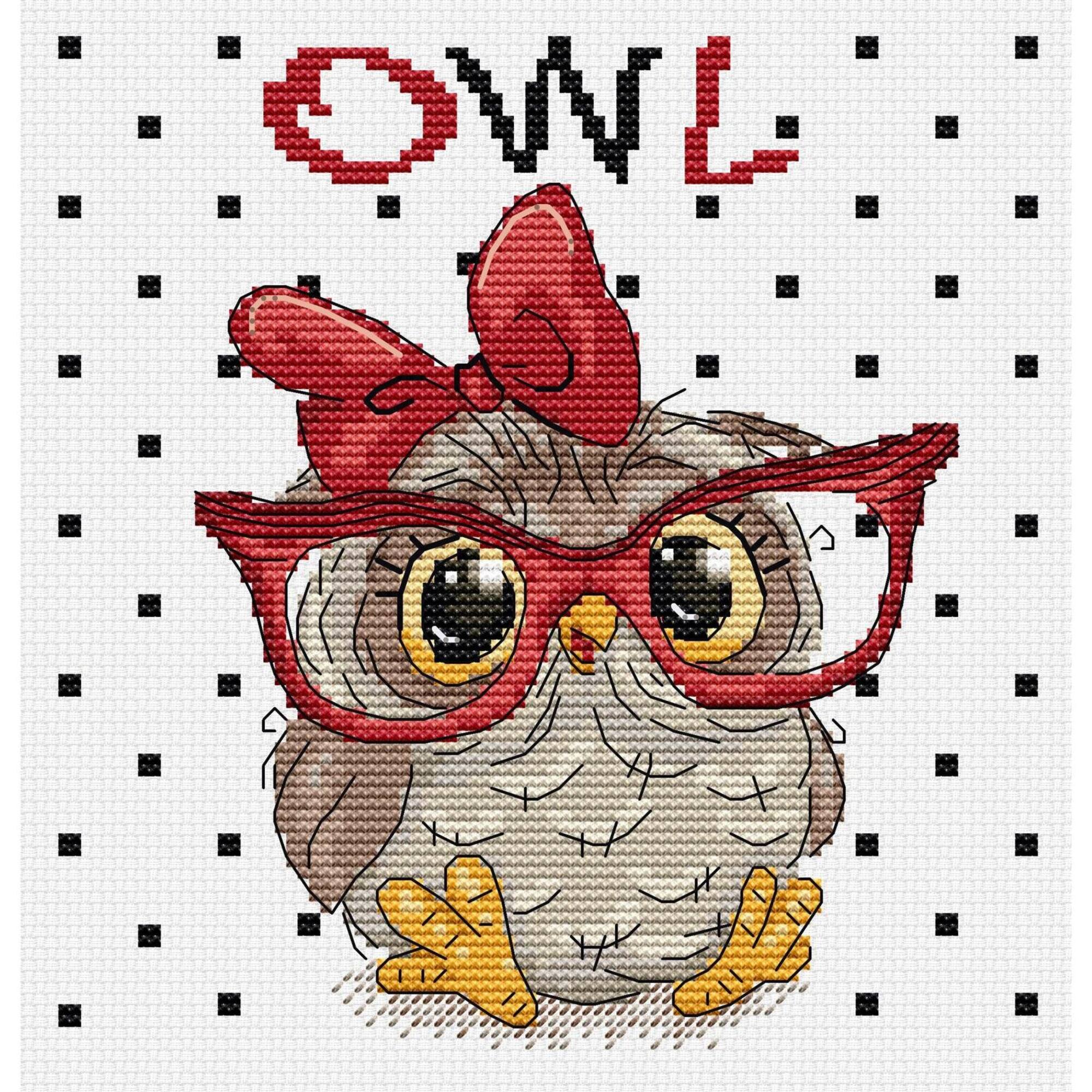 Luca-S The Owl with Glasses Counted Cross Stitch Kit